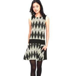 Banana Republic Diamond pattern jacquard drop waist dress size 8
